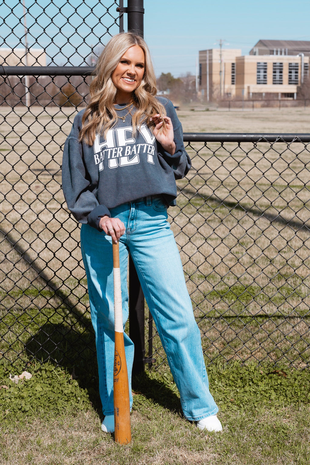HEY BATTER BATTER CORDED SWEATSHIRT
