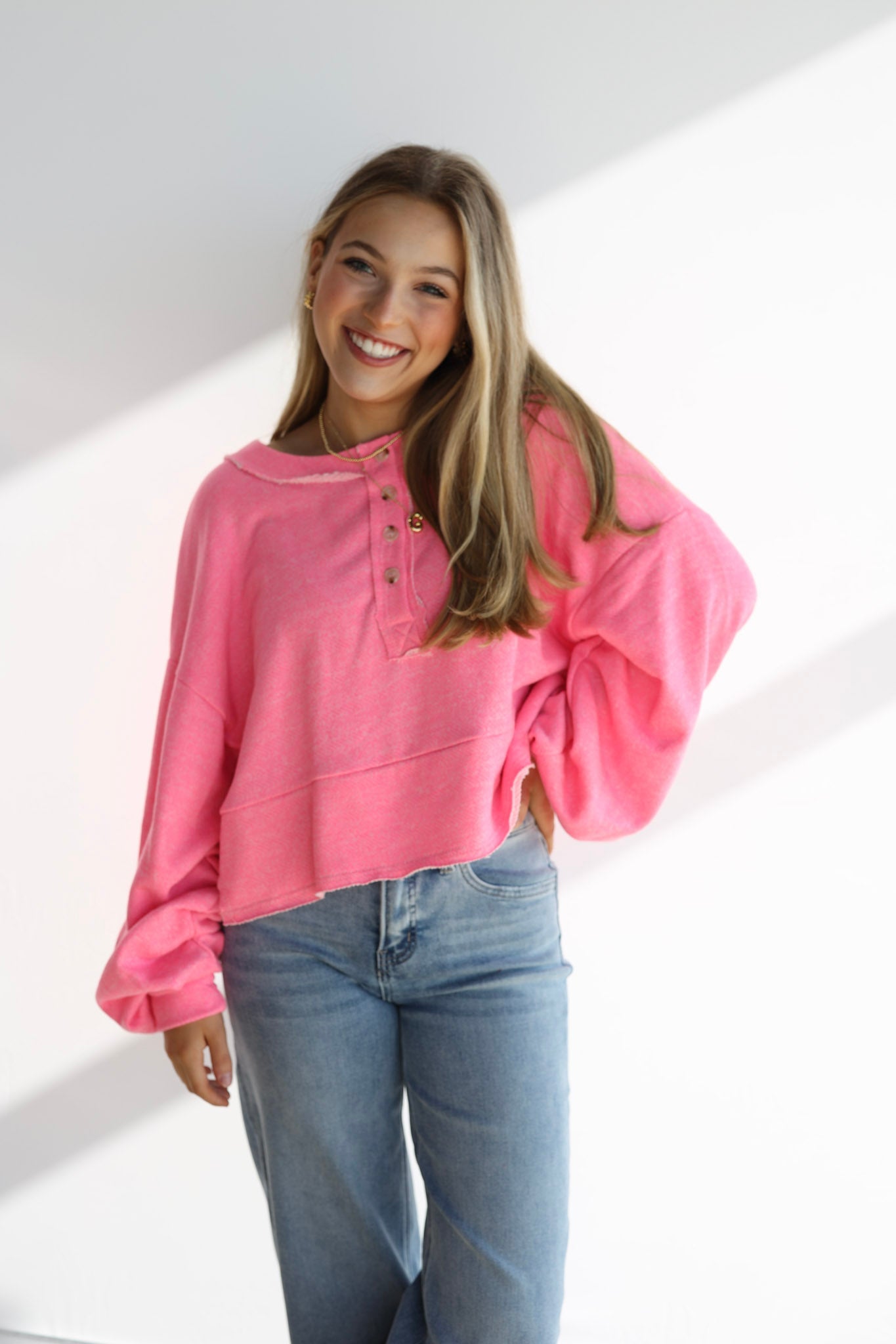 LANTERN SLEEVE TERRY TOP